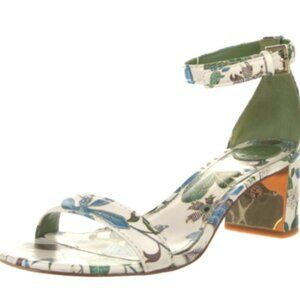 Tory Burch Leather Sandals Blue White Floral Print size 8.5